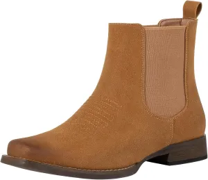 J's.o.l.e Western Cowboy Boots for Men Square Toe Stylish Ankle Chelsea Boots