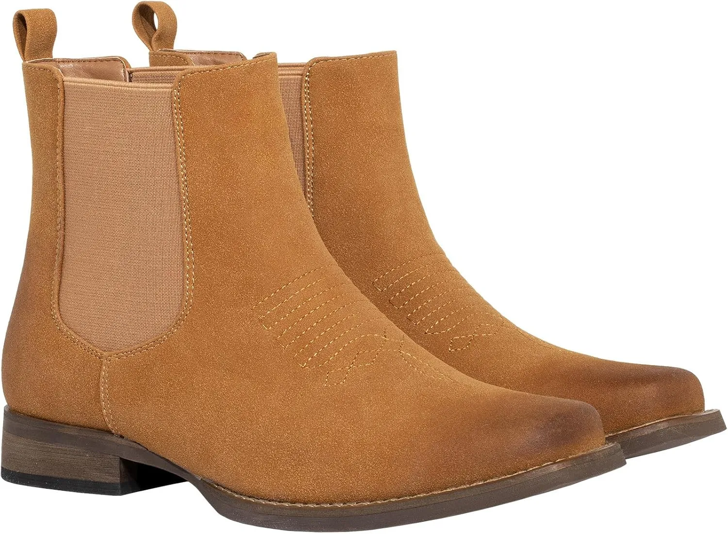 J's.o.l.e Western Cowboy Boots for Men Square Toe Stylish Ankle Chelsea Boots
