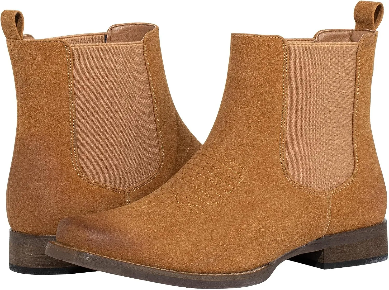 J's.o.l.e Western Cowboy Boots for Men Square Toe Stylish Ankle Chelsea Boots