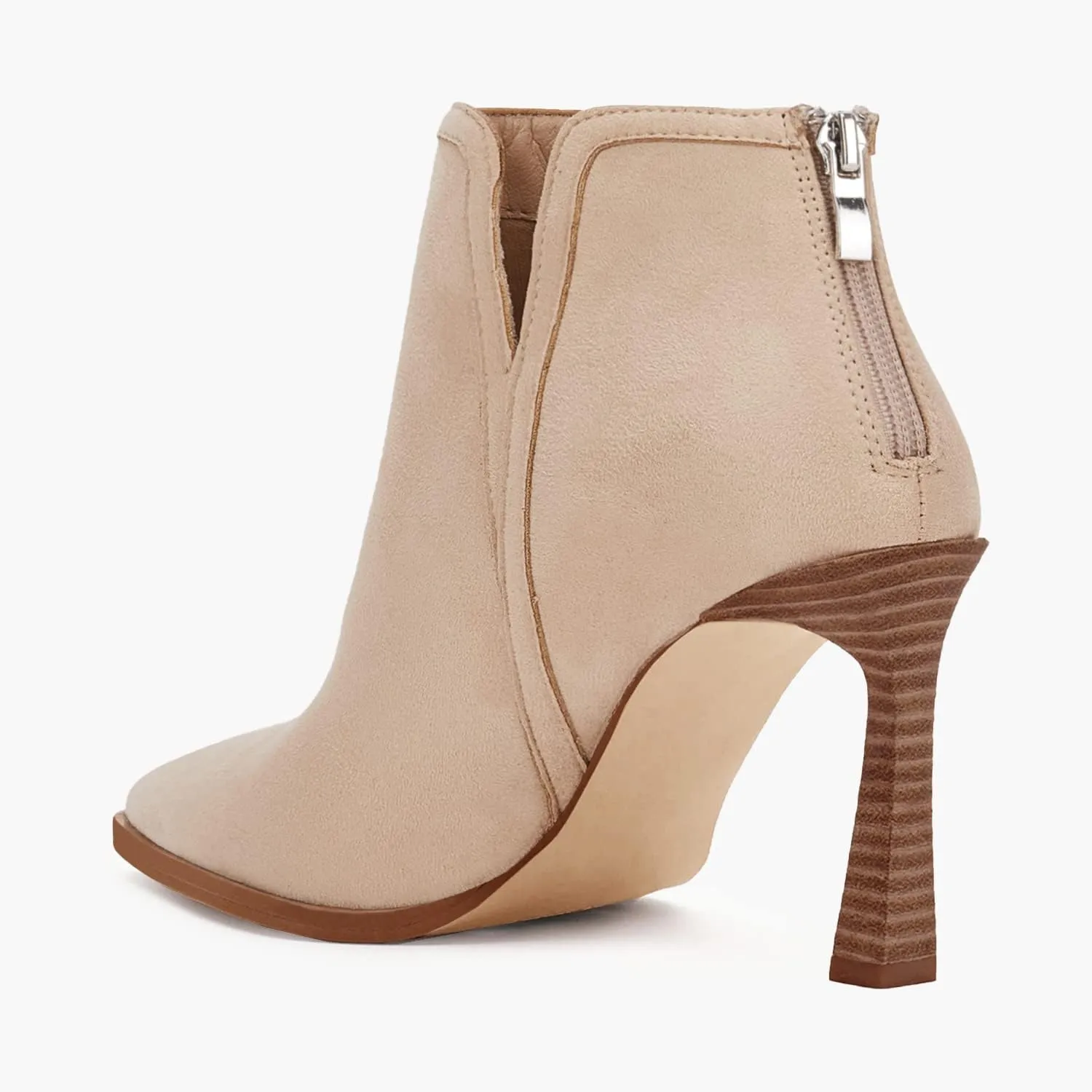 Juliet Holy Womens High Heel Booties Pointed Toe V Cut Back Zipper Short Dress Ankle Boots