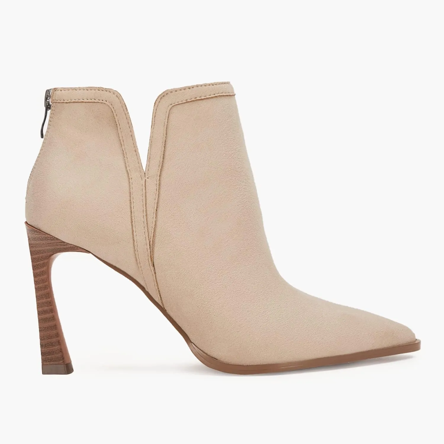 Juliet Holy Womens High Heel Booties Pointed Toe V Cut Back Zipper Short Dress Ankle Boots