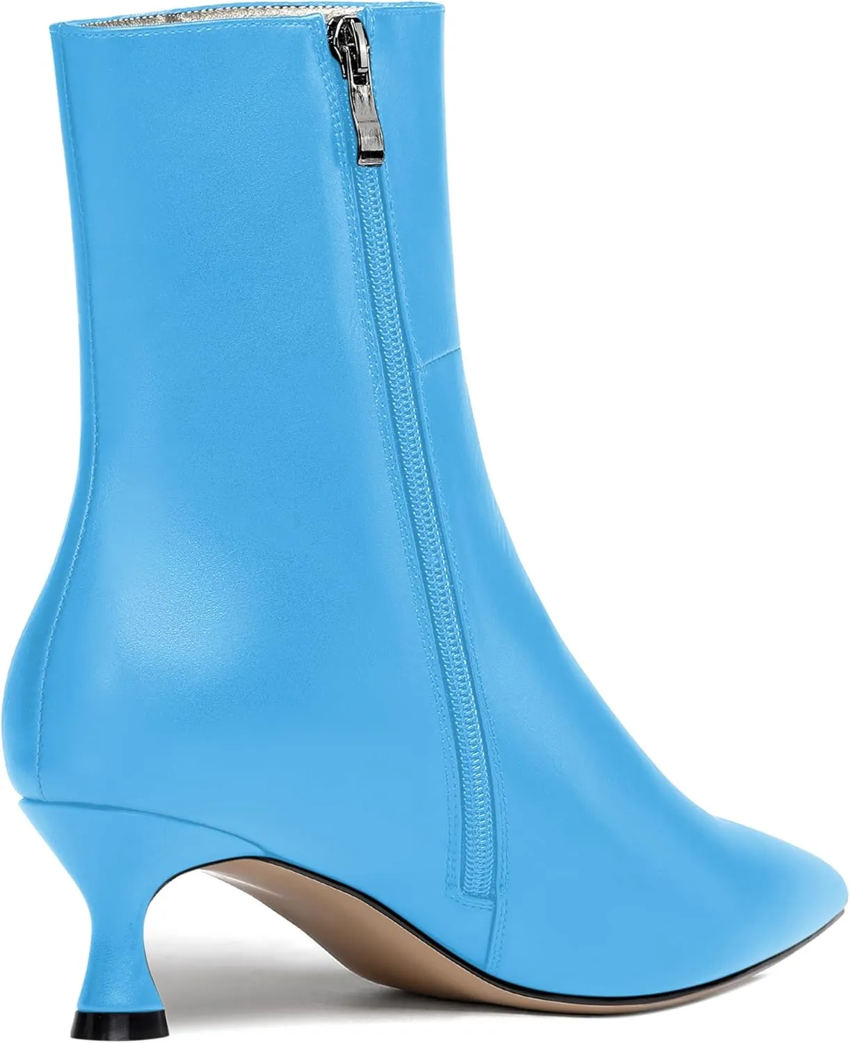 JUSTDANNI Womens Matte Casual Stylish Pointed Toe Zip Dating Kitten Low Heel Ankle High Boots 2 Inch