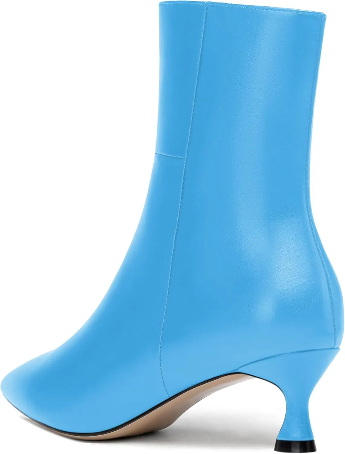 JUSTDANNI Womens Matte Casual Stylish Pointed Toe Zip Dating Kitten Low Heel Ankle High Boots 2 Inch