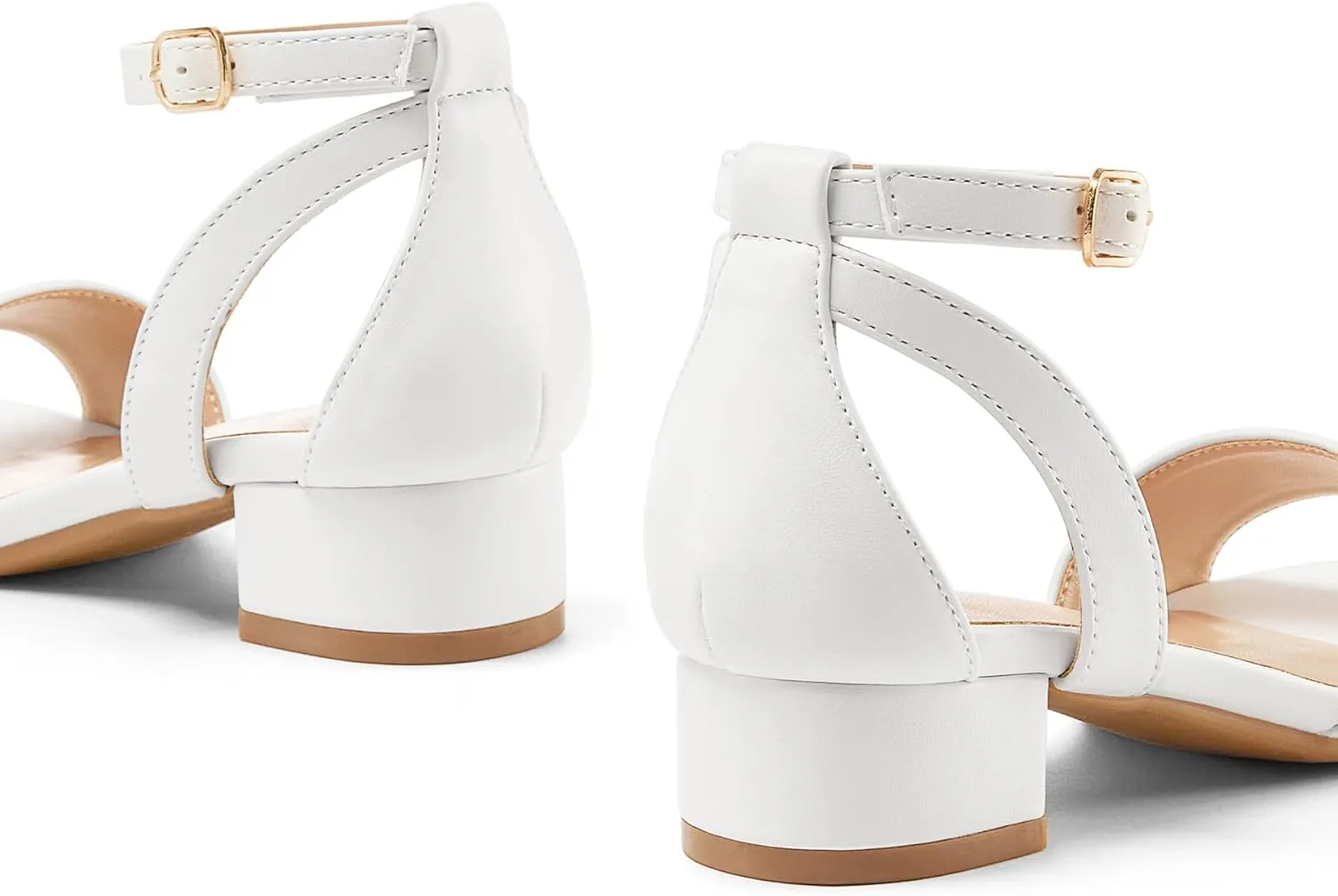 K KomForme Girls Sandals Low Chunky Heels Dress Pumps Ankle Strap Open Toe Flower Wedding Party Dress Shoes for Toddler/Little Kid/Big Kid