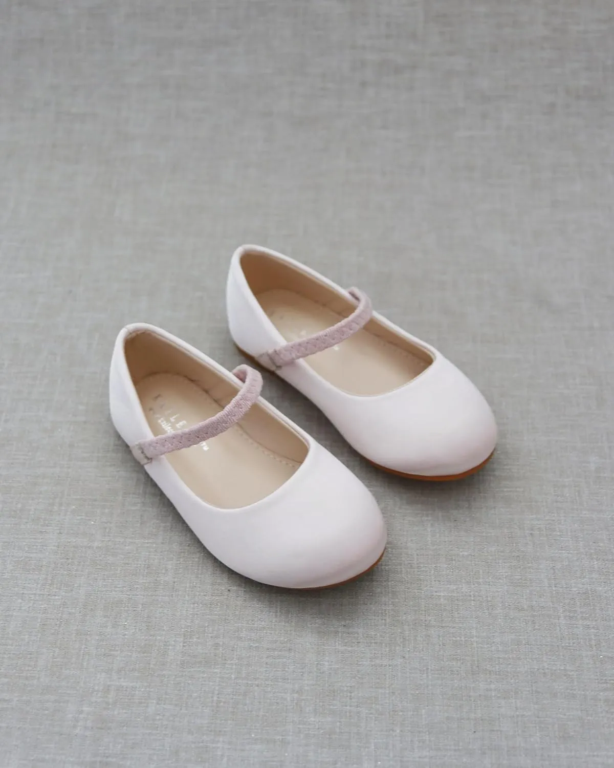 KAILEE P Girls Satin Mary Jane Flats