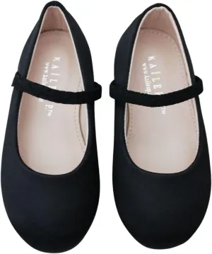 KAILEE P Girls Satin Mary Jane Flats