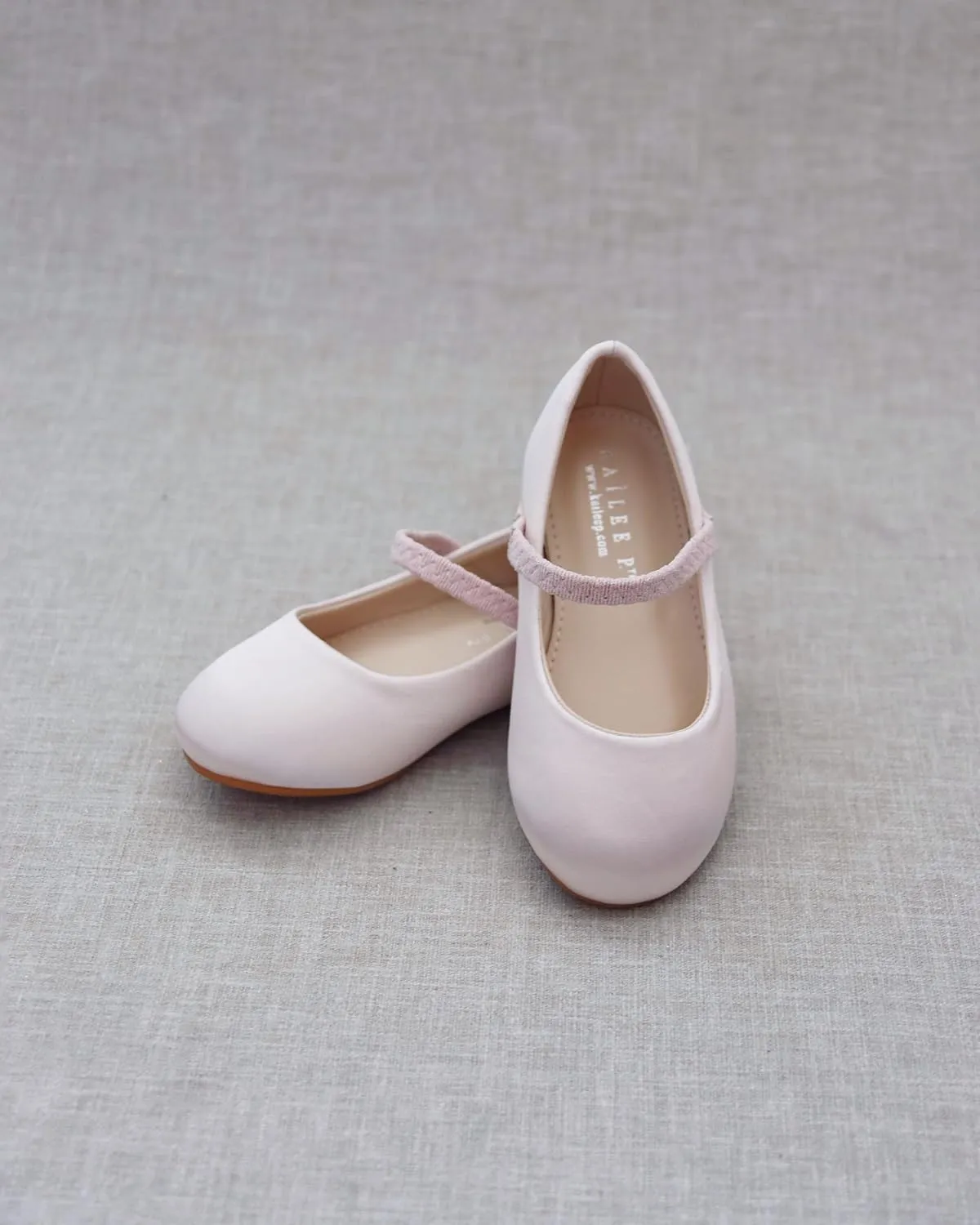 KAILEE P Girls Satin Mary Jane Flats
