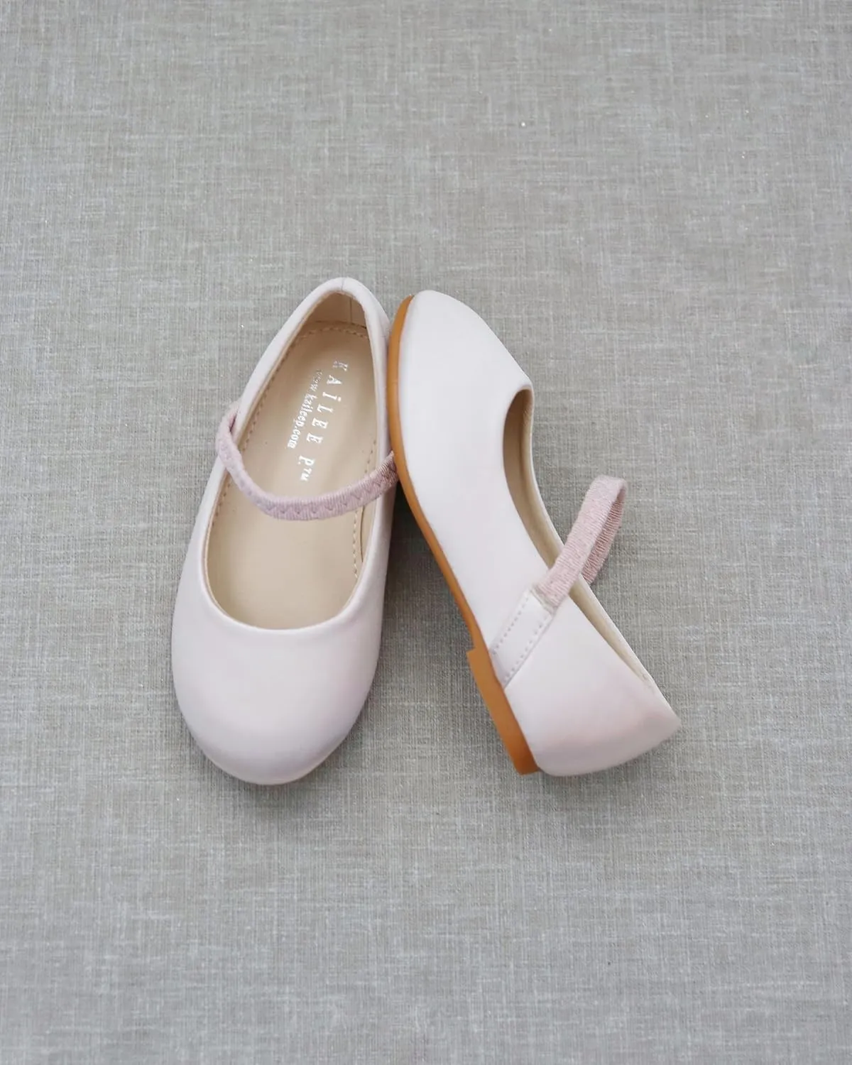 KAILEE P Girls Satin Mary Jane Flats