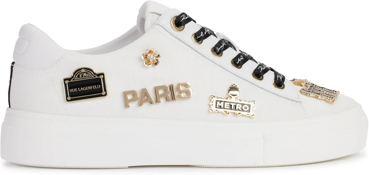 Karl Lagerfeld Paris Women's Cushioned Insole Everyday Cate Rue Pins-Lace Up Sneaker