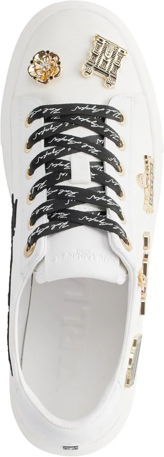 Karl Lagerfeld Paris Women's Cushioned Insole Everyday Cate Rue Pins-Lace Up Sneaker