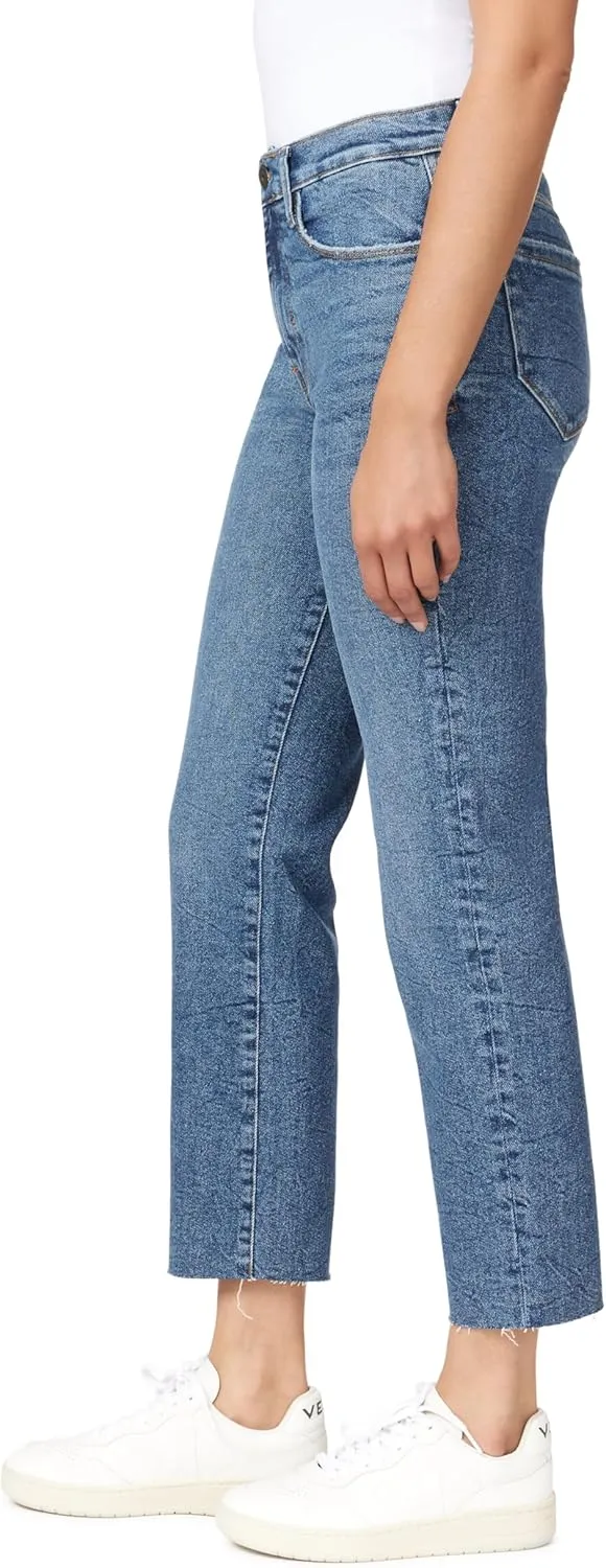 kensie Jeans Women's The Allie High-Rise Slim Straight Raw Hem 27-Inch Inseam, Sizes 0-16
