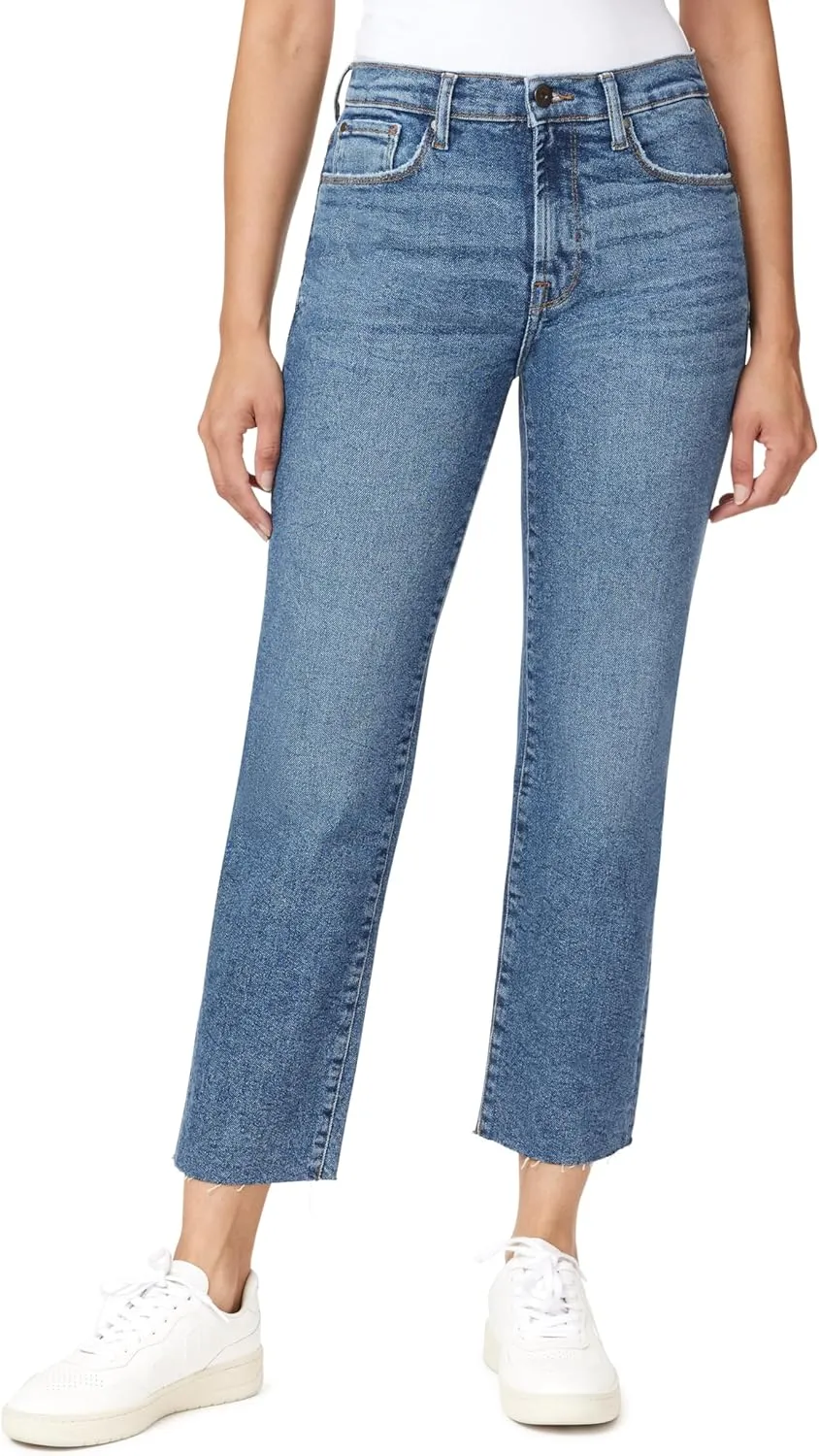 kensie Jeans Women's The Allie High-Rise Slim Straight Raw Hem 27-Inch Inseam, Sizes 0-16