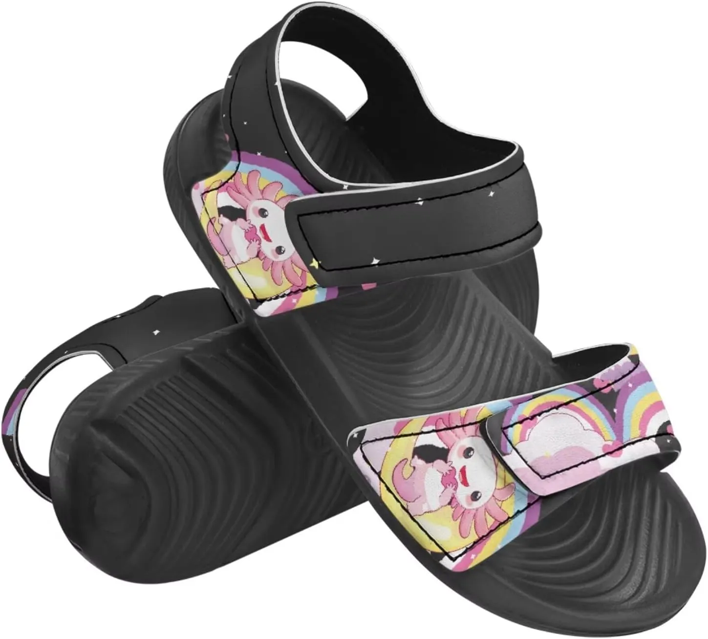 Kids Sandals Cartoon Car Print Athletic Sandals for Boys US 5 Causal Summer Sport Shoes with Adjustable Strap for Hiking Walking Beach Pool