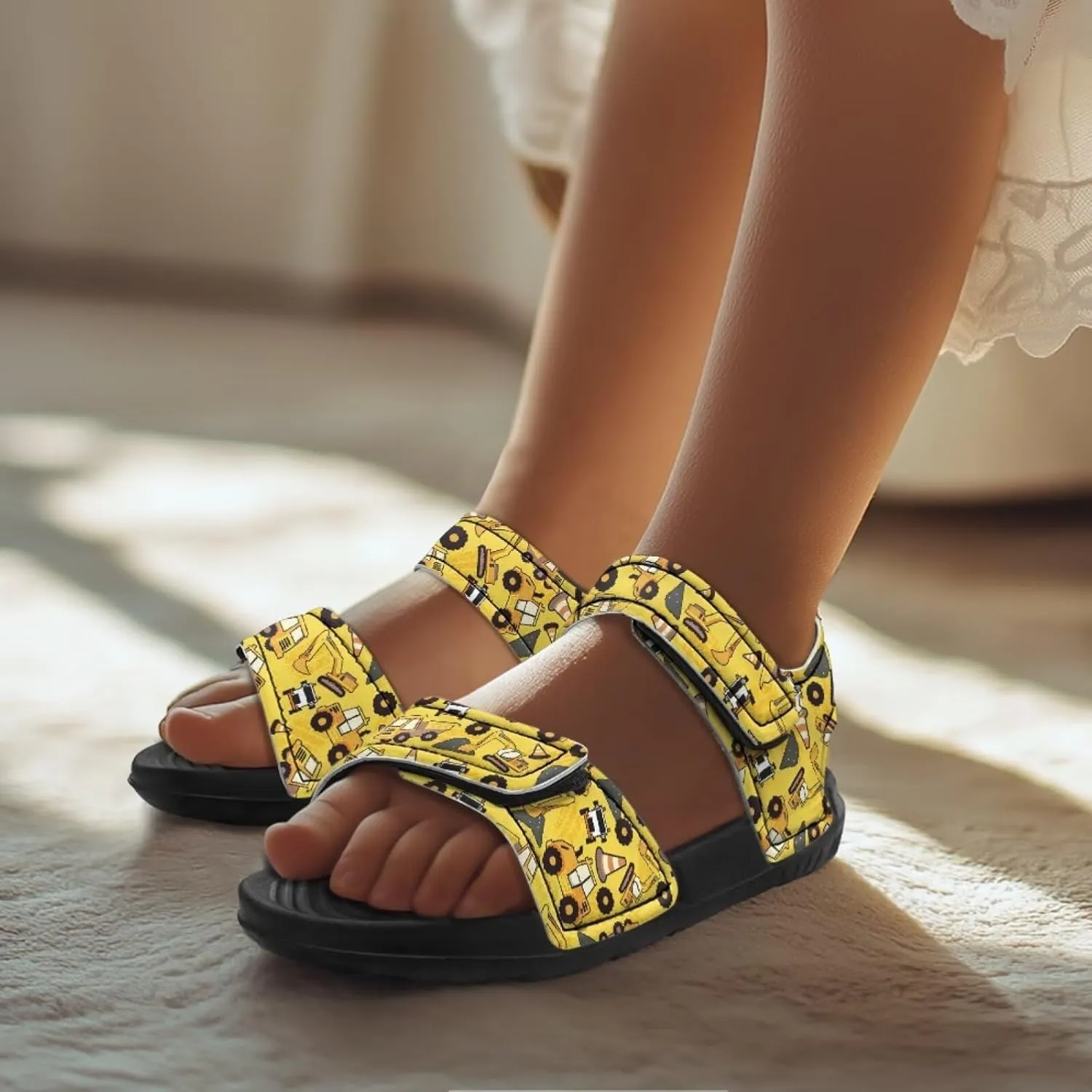 Kids Sandals Cartoon Non-Slip Athletic Sandals for Hiking/Beach, Adjustable Hook and Loop