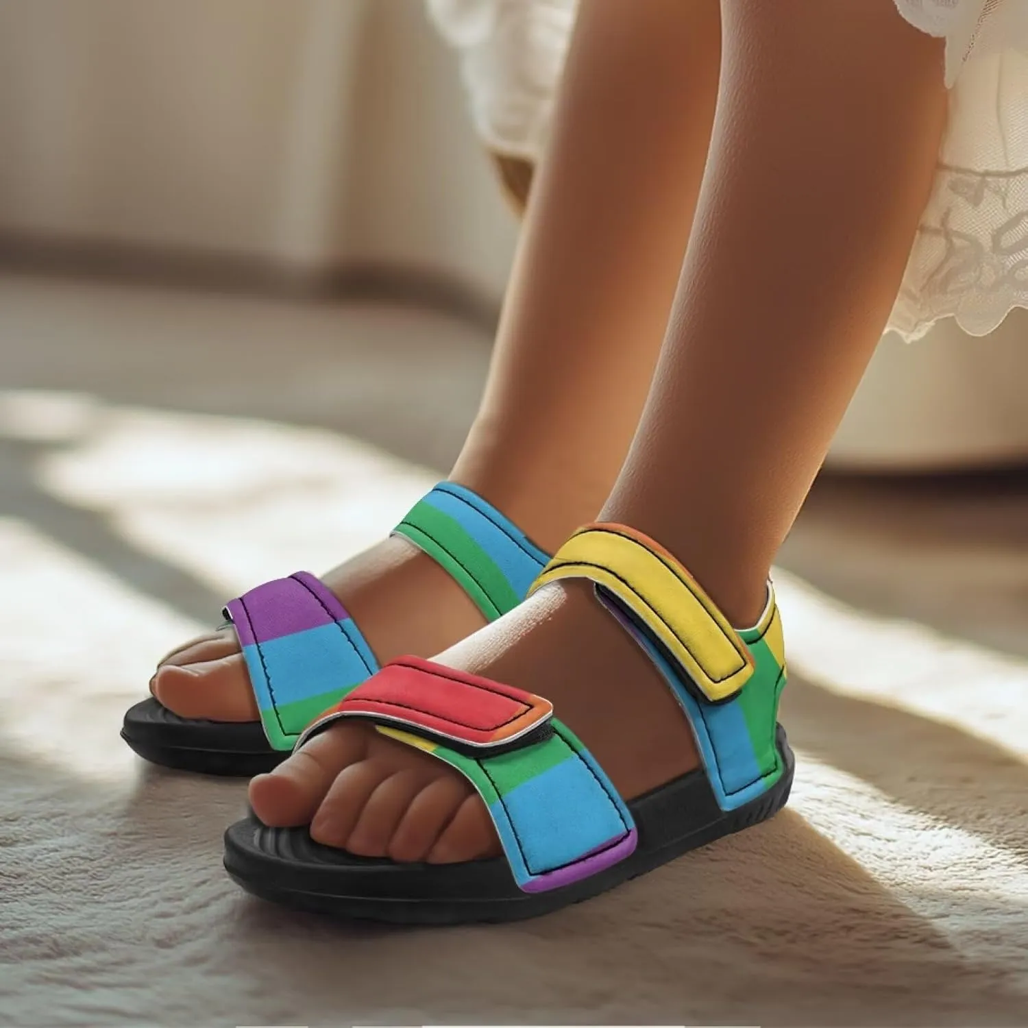 Kids Sandals Summer Non-slip Open Toe Slippers Double Buckle Toddler Two Strapped Teens Casual Athletic Summer Shoe