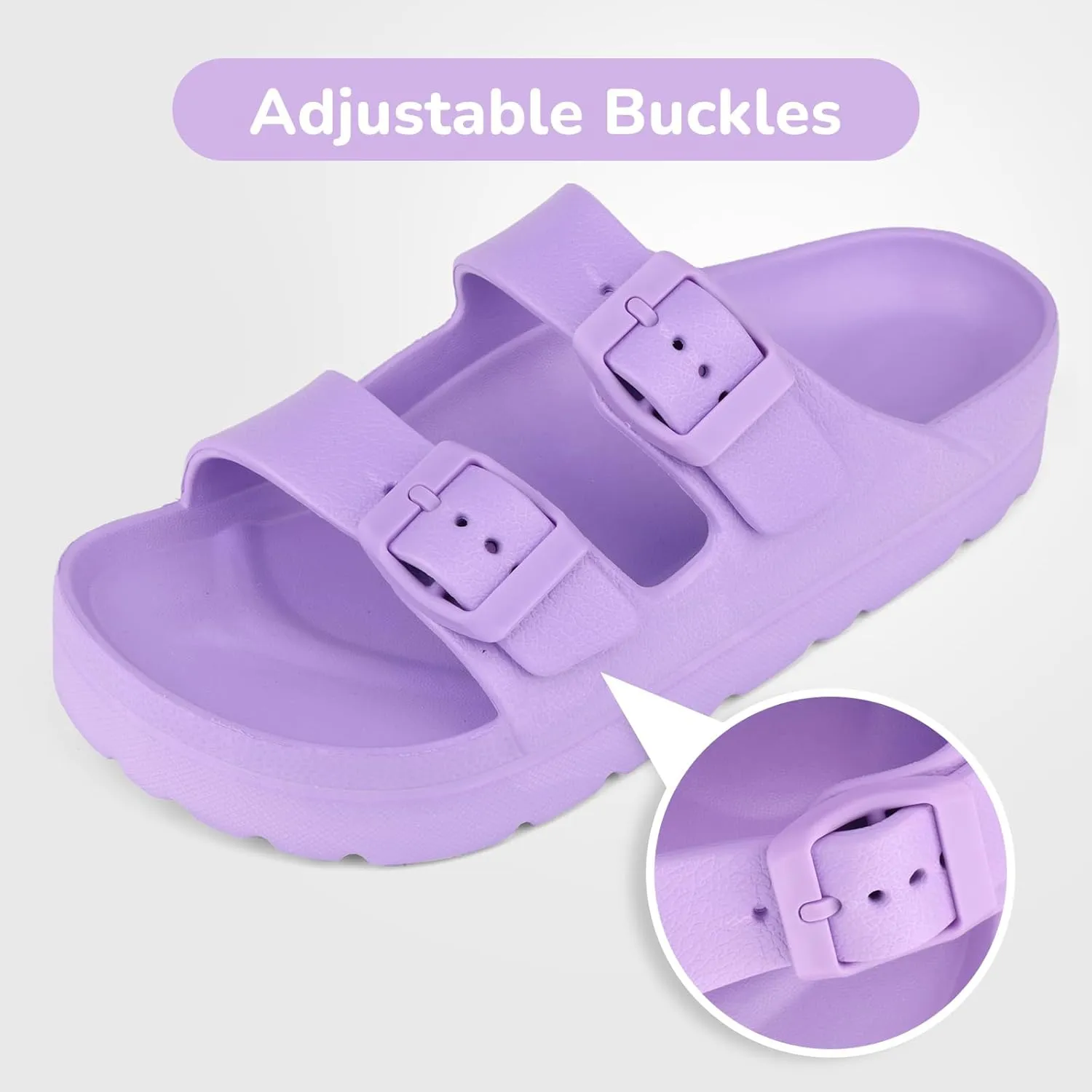 Kids Slides Sandals Adjustable Buckle Boys Girls Slides for Beach Pool