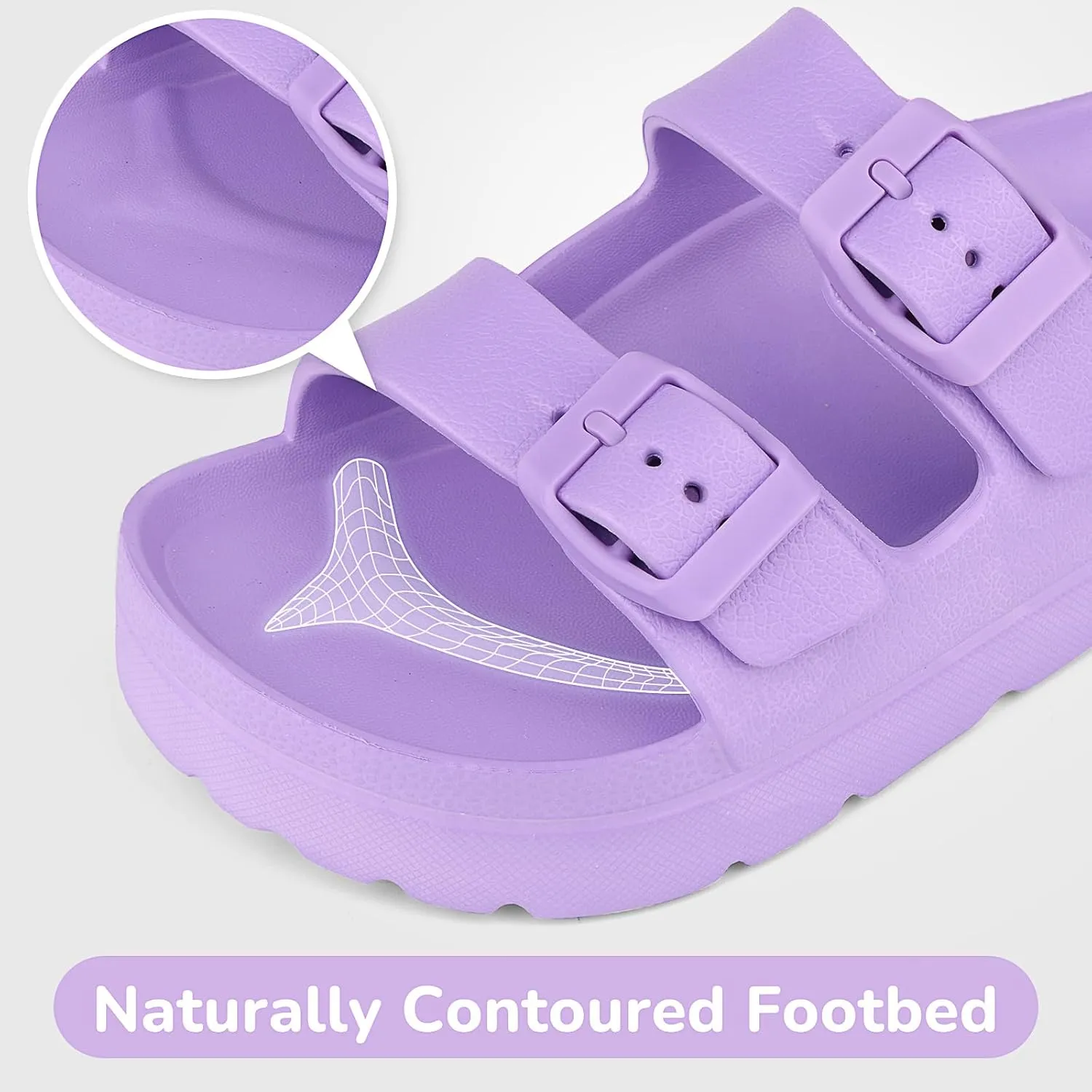Kids Slides Sandals Adjustable Buckle Boys Girls Slides for Beach Pool