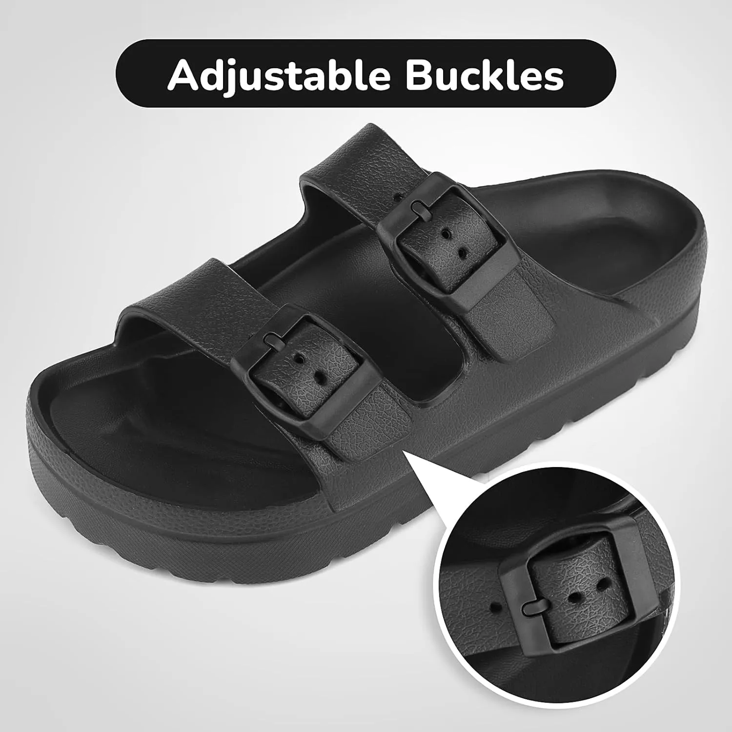 Kids Slides Sandals Adjustable Buckle Boys Girls Slides for Beach