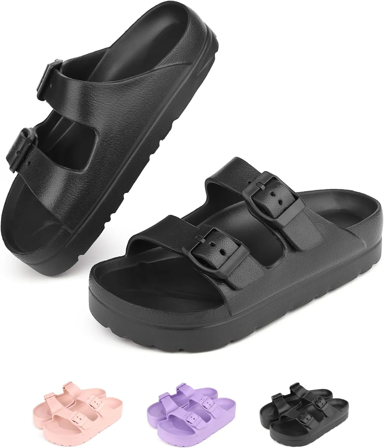 Kids Slides Sandals Adjustable Buckle Boys Girls Slides for Beach