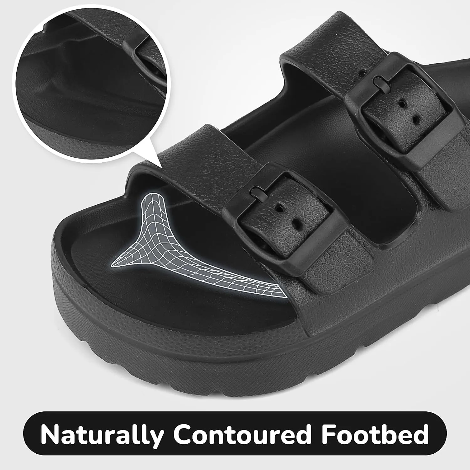 Kids Slides Sandals Adjustable Buckle Boys Girls Slides for Beach