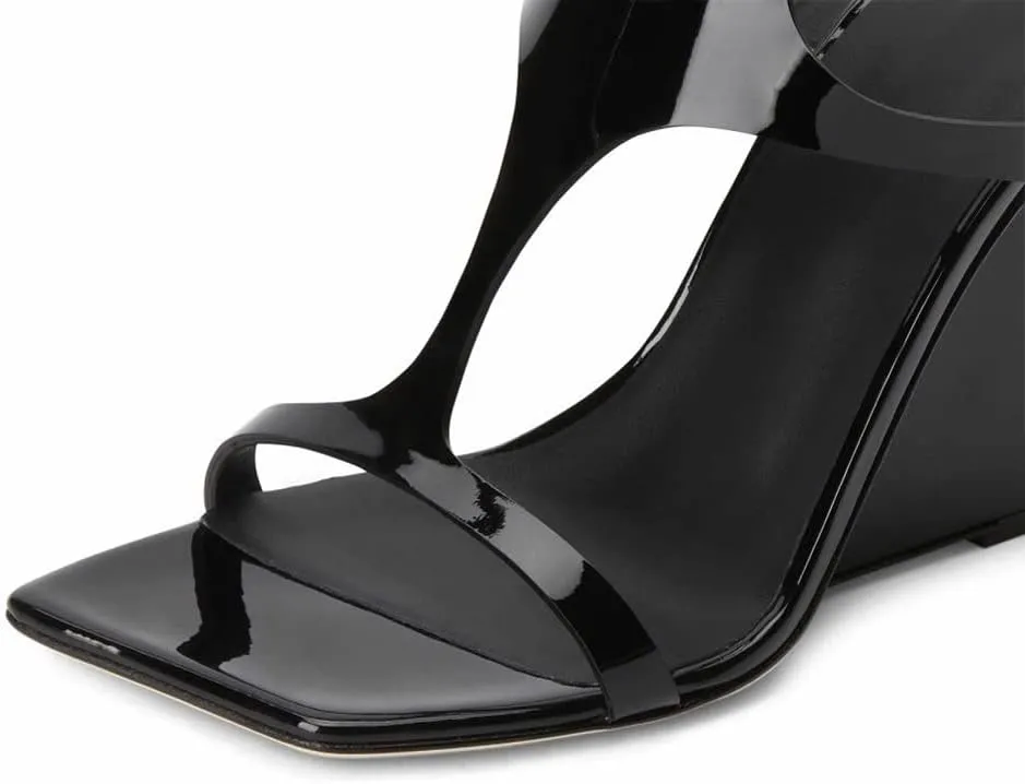 Kluolandi Women's Wedge Heeled Sandals Open Toe Criss-cross Strappy Sandals Heels Dress Shoes with Cut-out Design