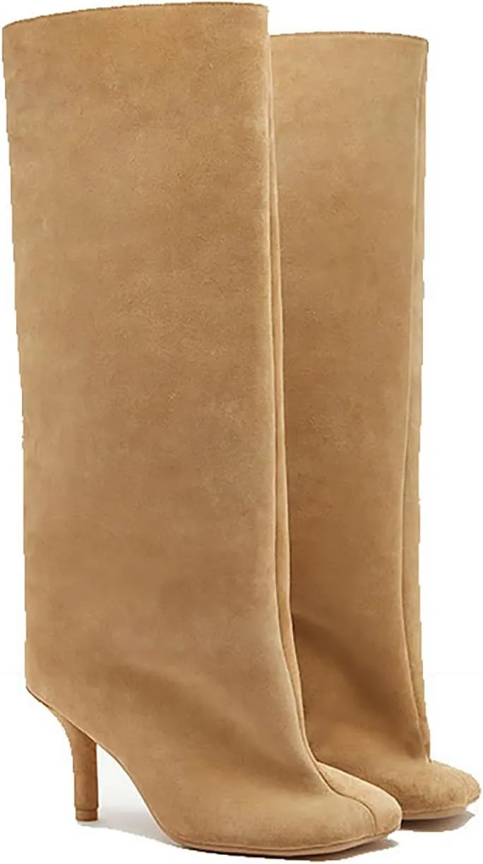 Knee High Boots for Women Wide Calf Boots With Square Toe And Kitten Heels Dress Long Booties Womens Tall Boots for Ladies Casual Fahion Dressy