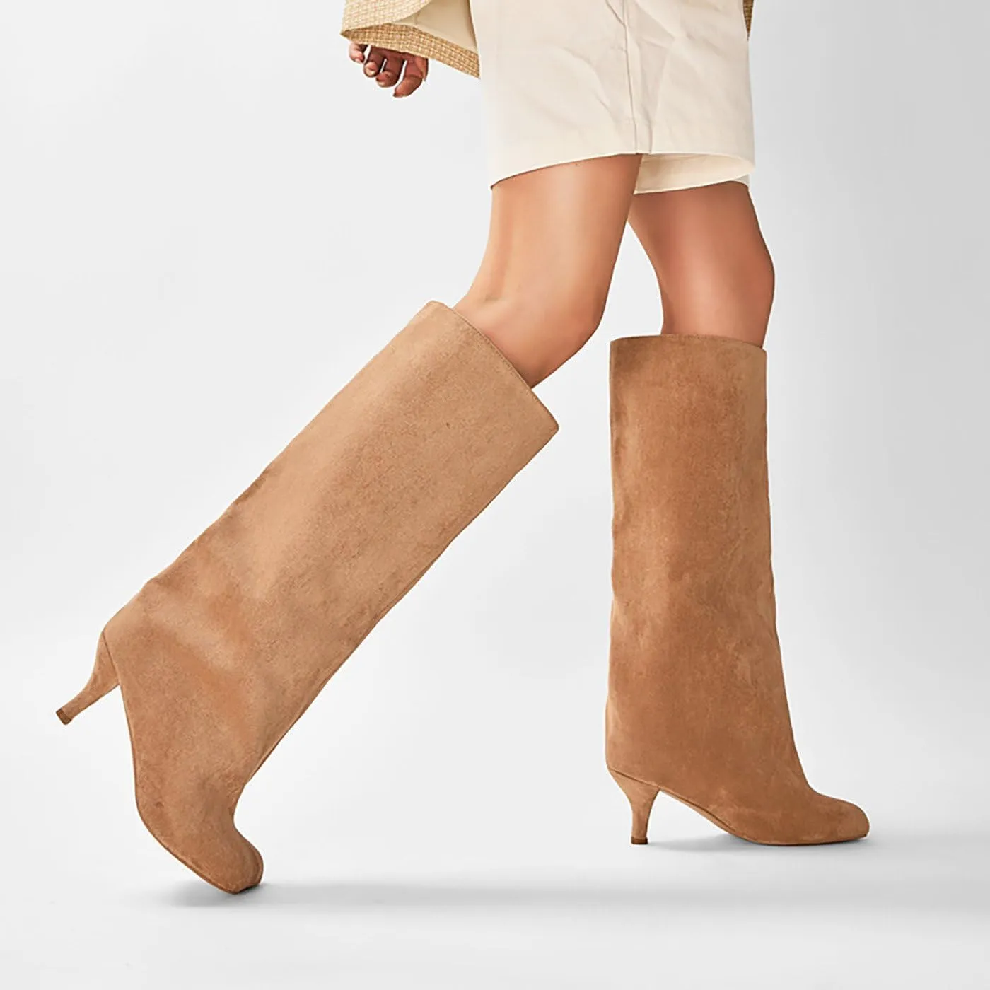 Knee High Boots for Women Wide Calf Boots With Square Toe And Kitten Heels Dress Long Booties Womens Tall Boots for Ladies Casual Fahion Dressy