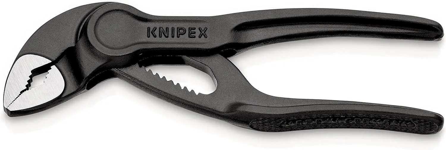 Knipex Cobra® XS Pipe Wrench and Water Pump Pliers grey atramentized, embossed, rough surface 100 mm (self-service card/blister) 87 00 100 BK
