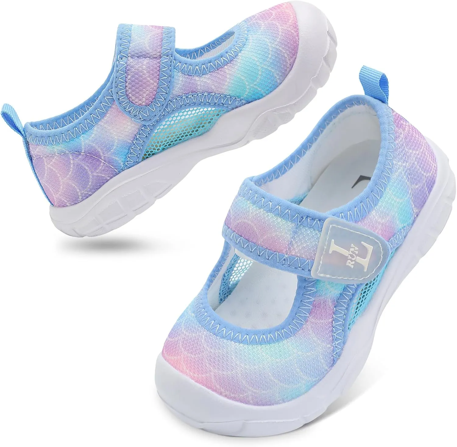 L-RUN Toddler Sandals Summer Boys Girls Adjustable Kids Sandal with Hook Loop Closed-Toe Lightweight Outdoor Sport Sandals