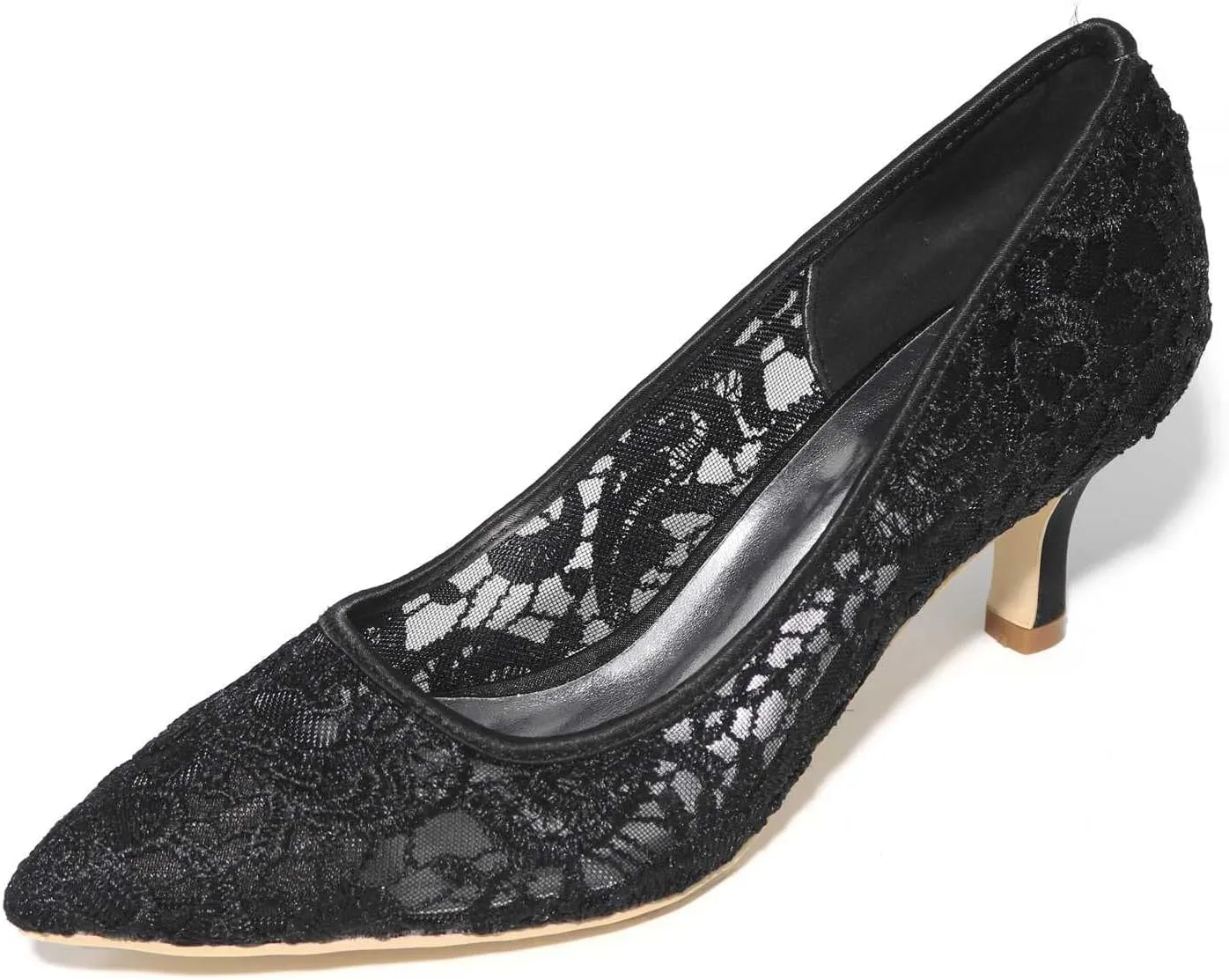 Lace Wedding Shoes Closed Toe Low Heels Pointed Toe Bridal Shoes Women Mary Jane High Heels Pumps Wedding Dress Shoes