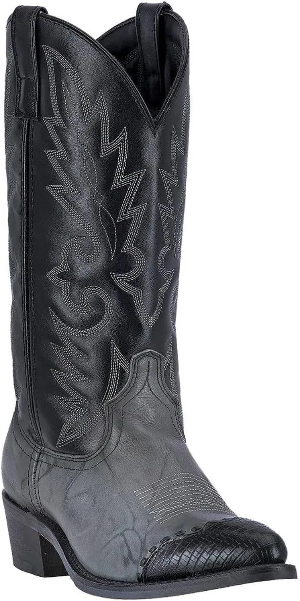 Laredo Dan Post Grey Marble/Black Flagstaff Mens J Snip Toe Western Boots 6782