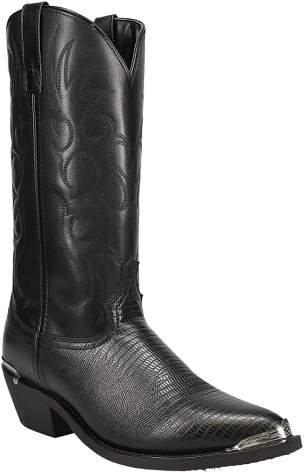 Laredo Mens Atlanta Lizard Print Pointed Toe Dress Boots Mid Calf - Black