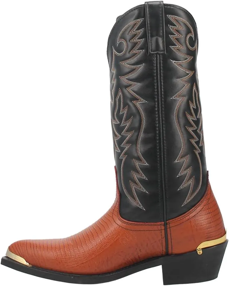 Laredo Mens Atlanta Lizard Print Pointed Toe Dress Boots Mid Calf - Black