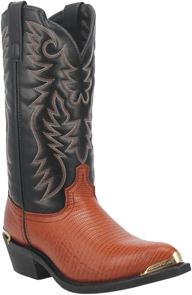 Laredo Mens Atlanta Lizard Print Pointed Toe Dress Boots Mid Calf - Black
