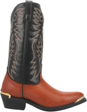 Laredo Mens Atlanta Lizard Print Pointed Toe Dress Boots Mid Calf - Black