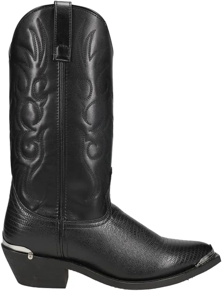 Laredo Mens Atlanta Lizard Print Pointed Toe Dress Boots Mid Calf - Black