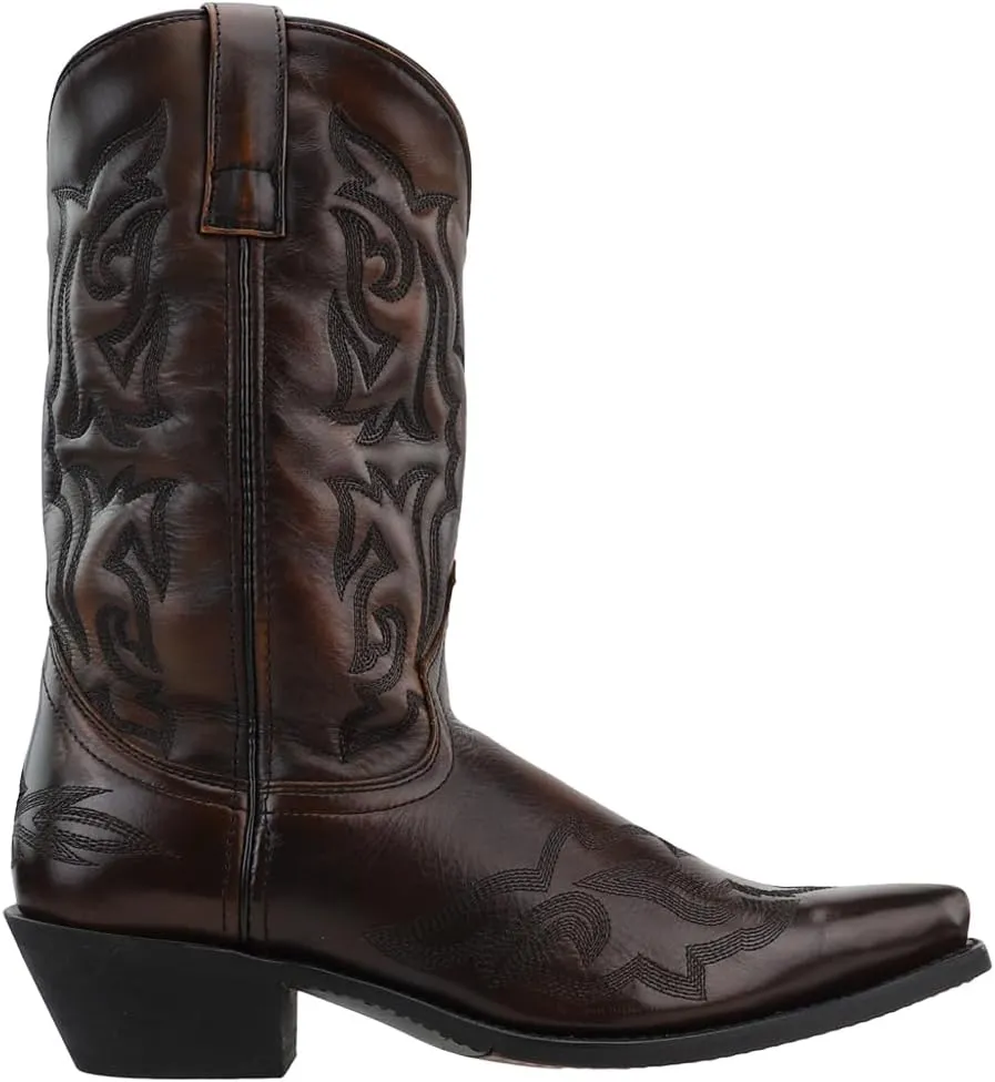 Laredo Mens Hawk Embroidered Snip Toe Casual Boots Mid Calf - Brown - Size 12 D
