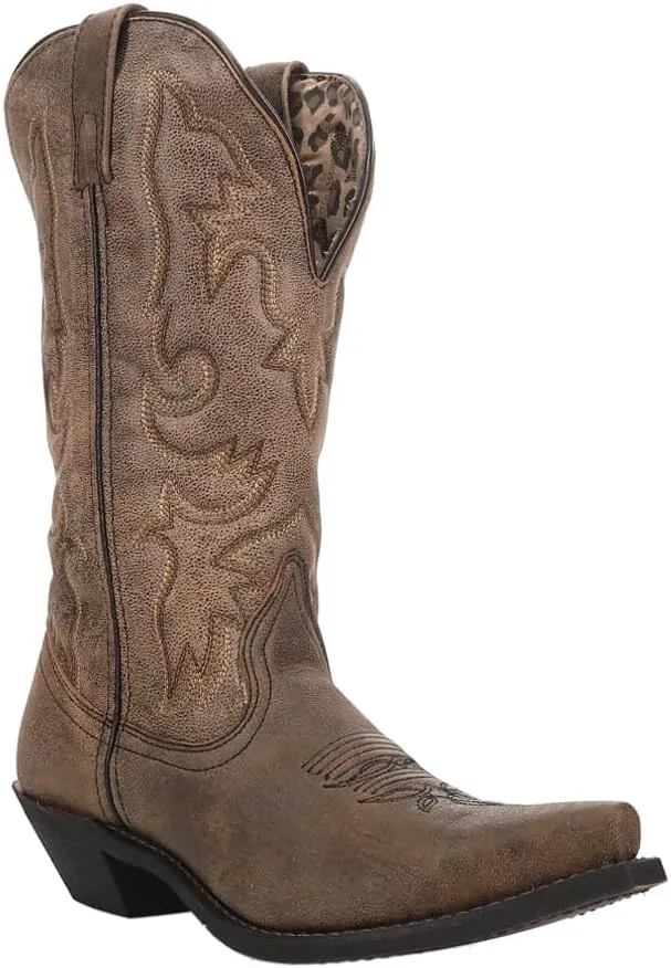 Laredo Womens Access Wide Calf Snip Toe Casual Boots Mid Calf Low Heel 1-2" - Brown