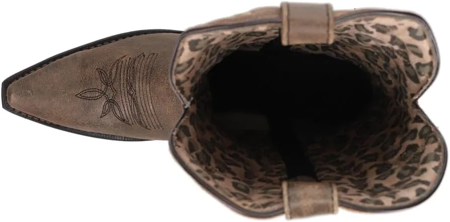 Laredo Womens Access Wide Calf Snip Toe Casual Boots Mid Calf Low Heel 1-2" - Brown
