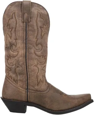 Laredo Womens Access Wide Calf Snip Toe Casual Boots Mid Calf Low Heel 1-2" - Brown