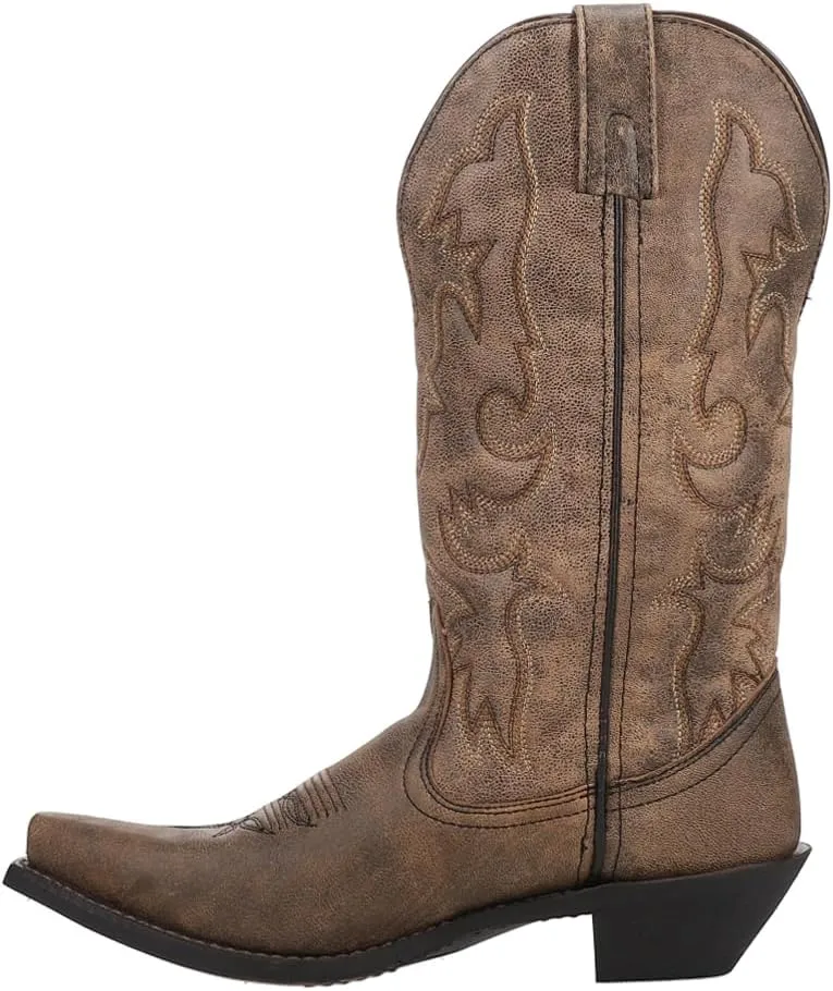 Laredo Womens Access Wide Calf Snip Toe Casual Boots Mid Calf Low Heel 1-2" - Brown