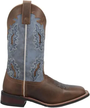 Laredo Womens Isla Tooled-Inlay Embroidered Square Toe Casual Boots Mid Calf Low Heel 1-2" - Brown