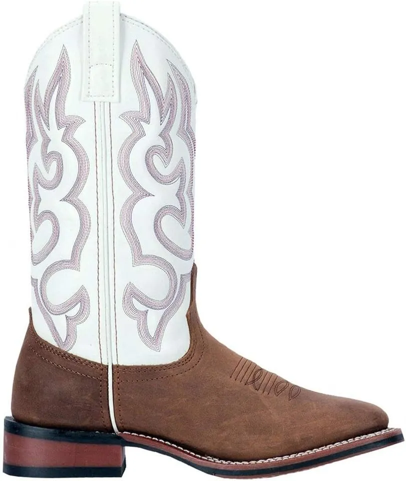 Laredo Womens Mesquite Embroidered Square Toe Dress Boots Mid Calf Low Heel 1-2" - Brown