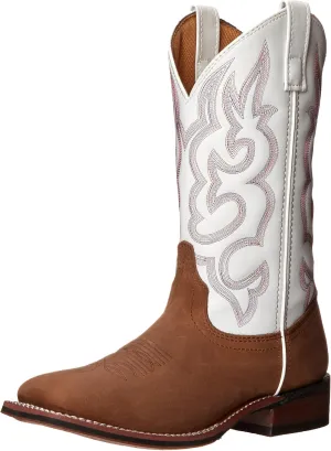 Laredo Womens Mesquite Embroidered Square Toe Dress Boots Mid Calf Low Heel 1-2" - Brown