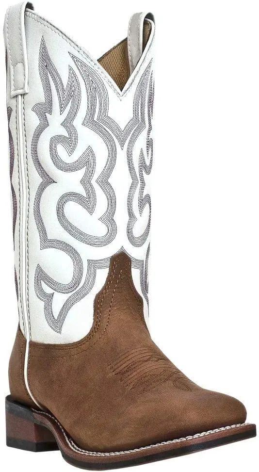 Laredo Womens Mesquite Embroidered Square Toe Dress Boots Mid Calf Low Heel 1-2" - Brown