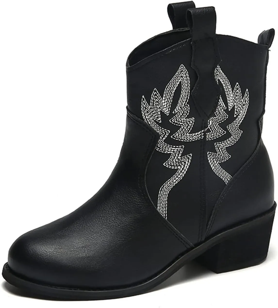 Lausiuoe Boots For Women Cowboy Style Wide Calf Cowgirl Western Embroidery Low Heel Knee High Fashion Chunky Boots