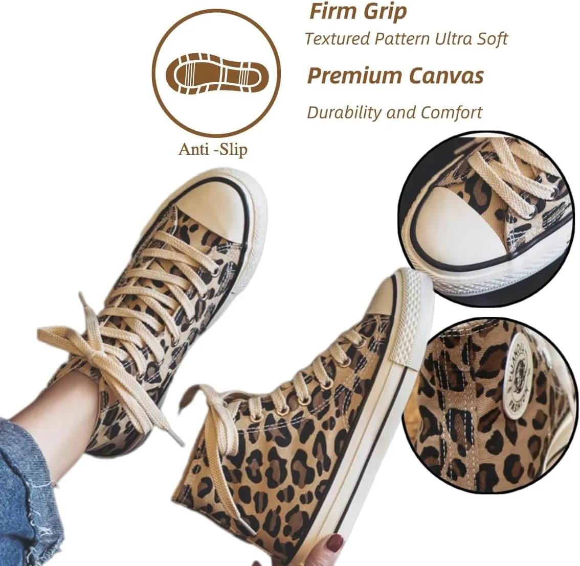 Leopard Print High Top Canvas Sneakers for Women – Breathable Summer Skate Shoes, Cute Korean Style Fashion Trainers