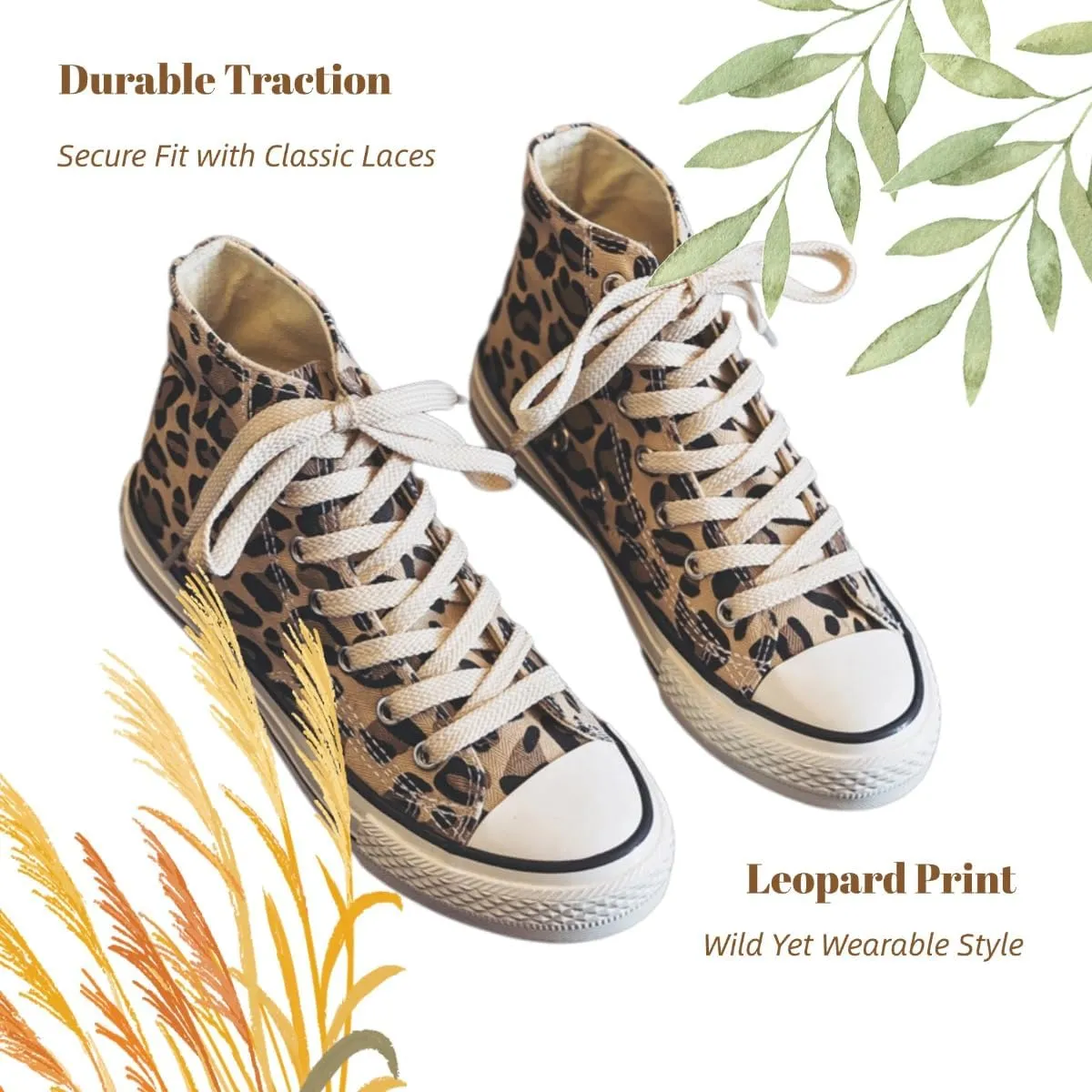 Leopard Print High Top Canvas Sneakers for Women – Breathable Summer Skate Shoes, Cute Korean Style Fashion Trainers