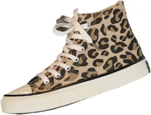 Leopard Print High Top Canvas Sneakers for Women – Breathable Summer Skate Shoes, Cute Korean Style Fashion Trainers