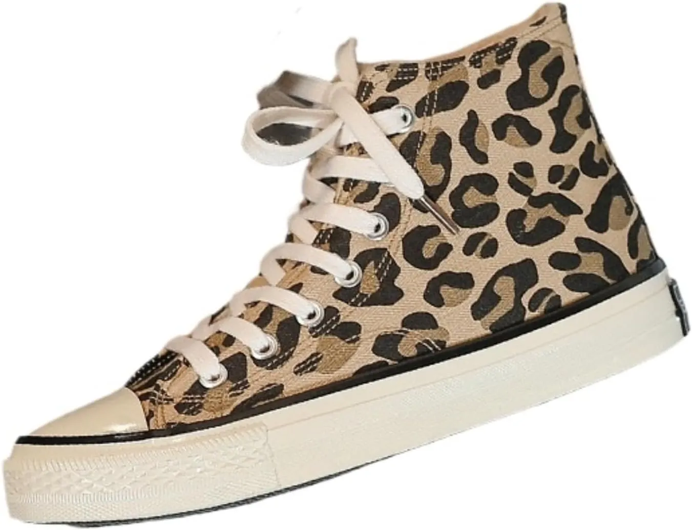 Leopard Print High Top Canvas Sneakers for Women – Breathable Summer Skate Shoes, Cute Korean Style Fashion Trainers
